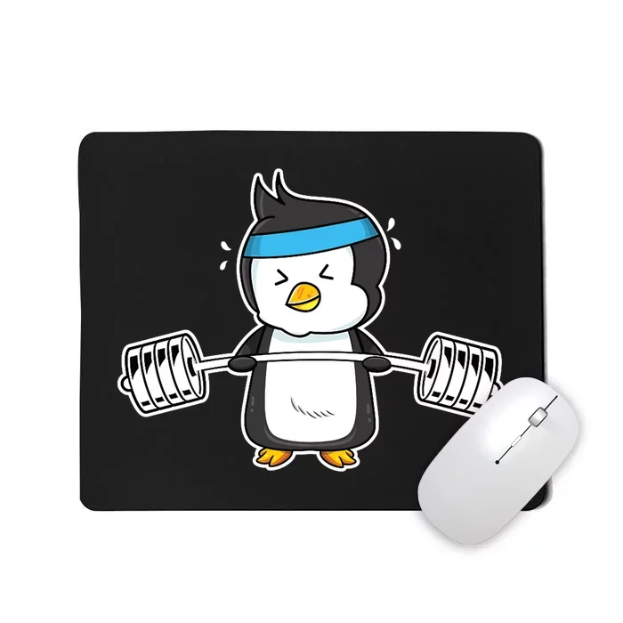 Penguin Weightlifting Funny Penguin Lovers Weightlifter Gym Premium Mousepad