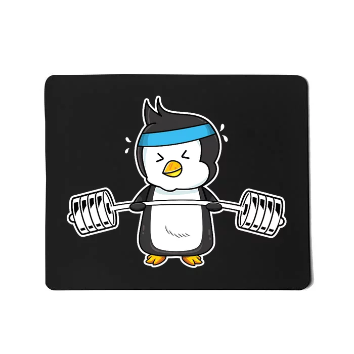 Penguin Weightlifting Funny Penguin Lovers Weightlifter Gym Premium Mousepad