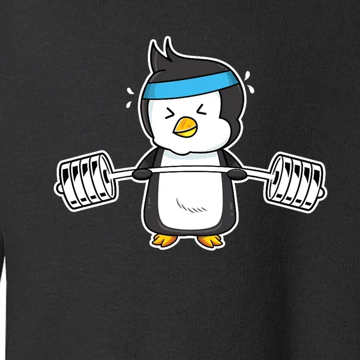 Penguin Weightlifting Funny Penguin Lovers Weightlifter Gym Premium Toddler Sweatshirt