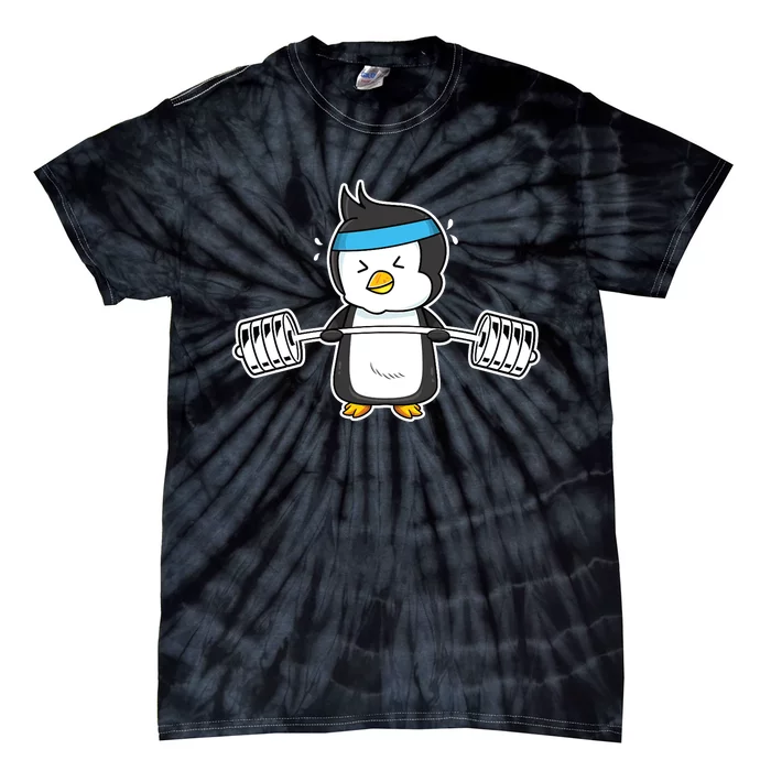 Penguin Weightlifting Funny Penguin Lovers Weightlifter Gym Premium Tie-Dye T-Shirt