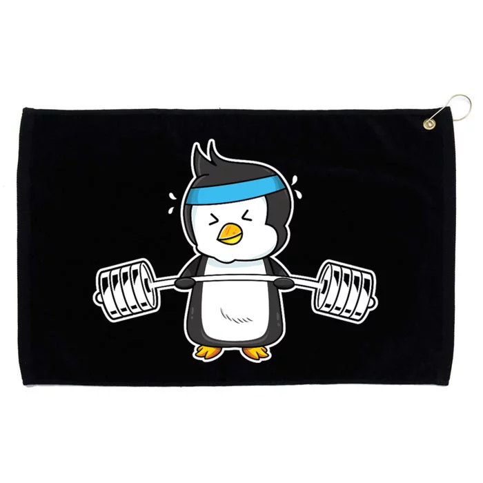 Penguin Weightlifting Funny Penguin Lovers Weightlifter Gym Premium Grommeted Golf Towel