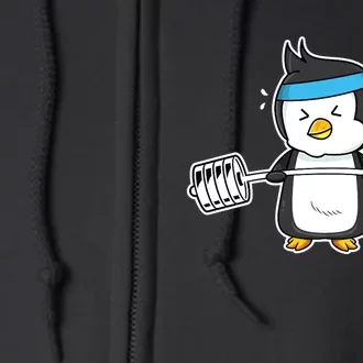 Penguin Weightlifting Funny Penguin Lovers Weightlifter Gym Premium Full Zip Hoodie