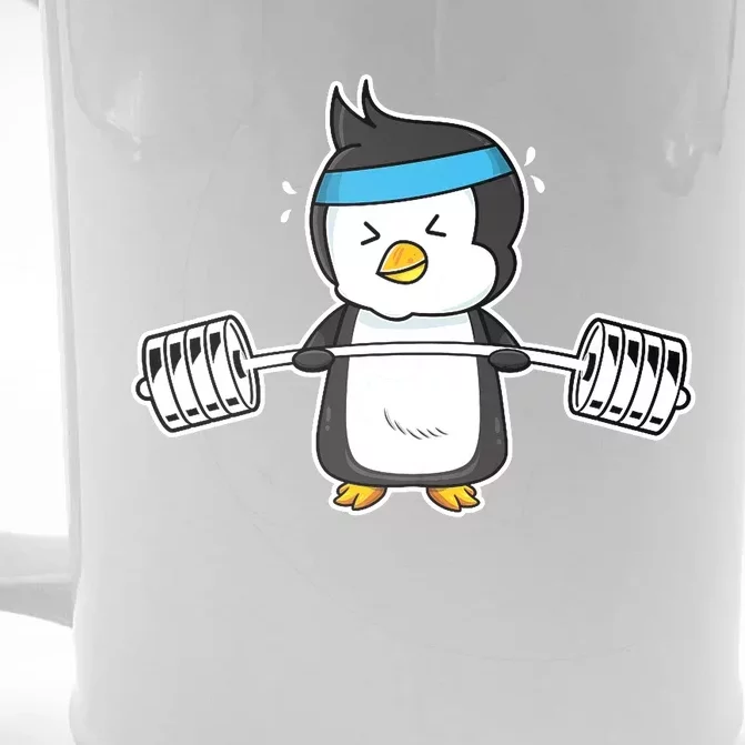 Penguin Weightlifting Funny Penguin Lovers Weightlifter Gym Premium Front & Back Beer Stein