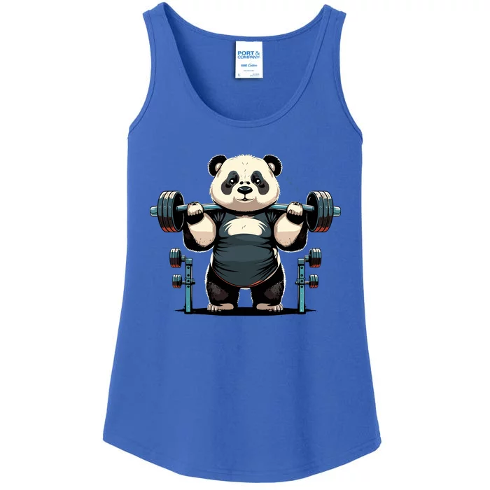 Panda Weightlifting Funny Fitness Gym Panda Ladies Essential Tank