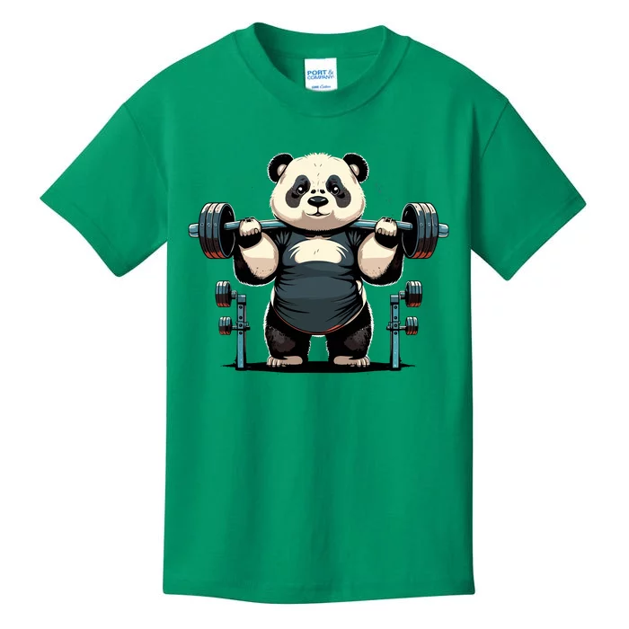 Panda Weightlifting Funny Fitness Gym Panda Kids T-Shirt