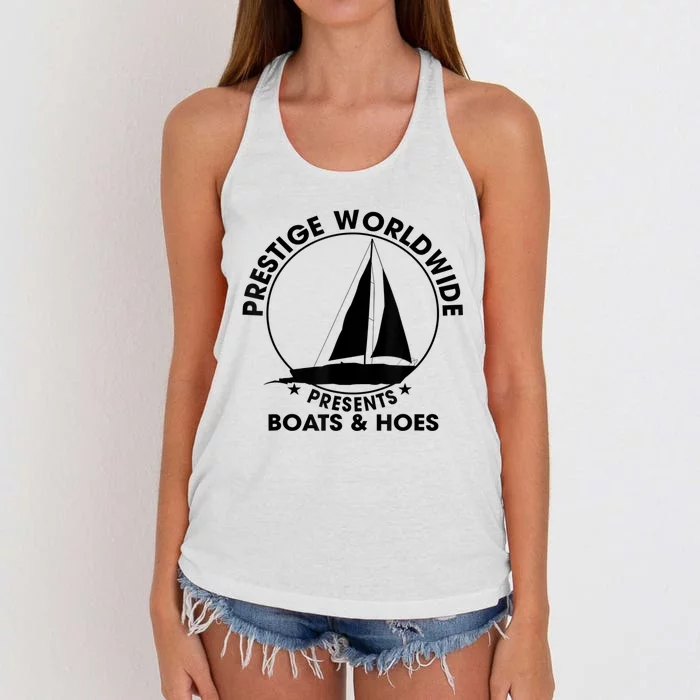 Prestige Worldwide Funny Cool Boats And Hoes Women's Knotted Racerback Tank