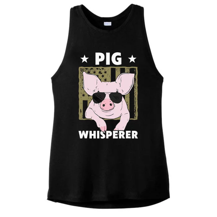 Pig Whisperer Funny Pig Design Hog Farmer Ladies Tri-Blend Wicking Tank