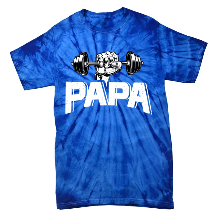 Papa Weightlifting FatherS Day Fitness Dad Gift Tie-Dye T-Shirt