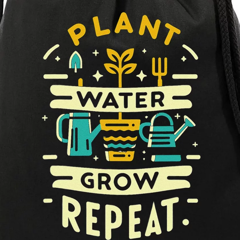 Plant Water Grow Repeat Drawstring Bag