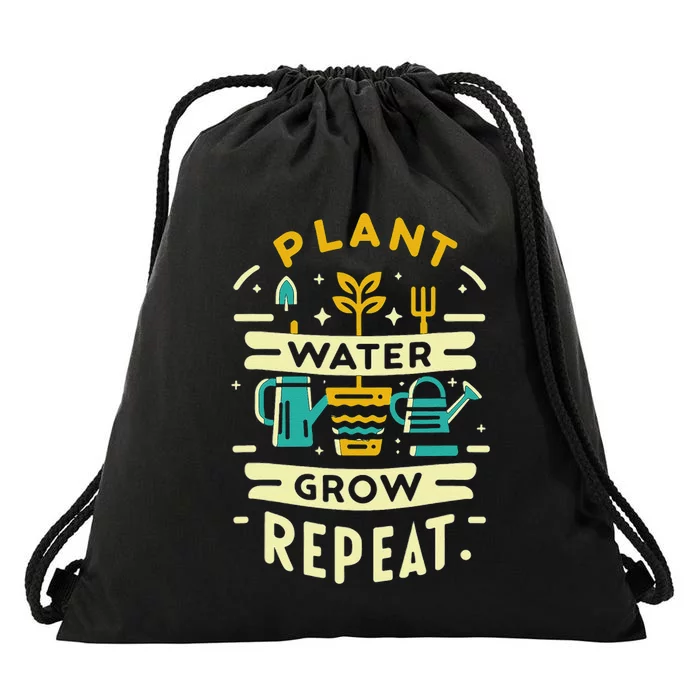 Plant Water Grow Repeat Drawstring Bag