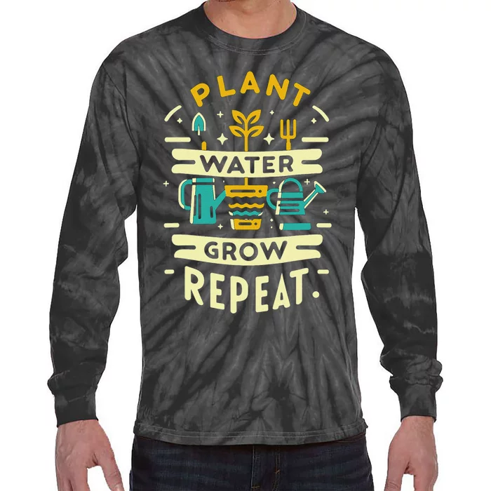 Plant Water Grow Repeat Tie-Dye Long Sleeve Shirt