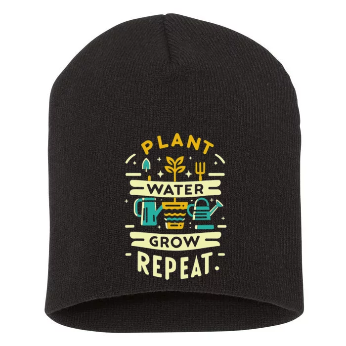 Plant Water Grow Repeat Short Acrylic Beanie