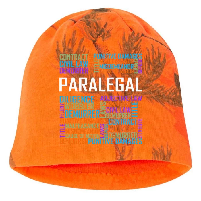 Paralegal Words Gift Paralegals Gifts Law Attorney Assistant Kati - Camo Knit Beanie