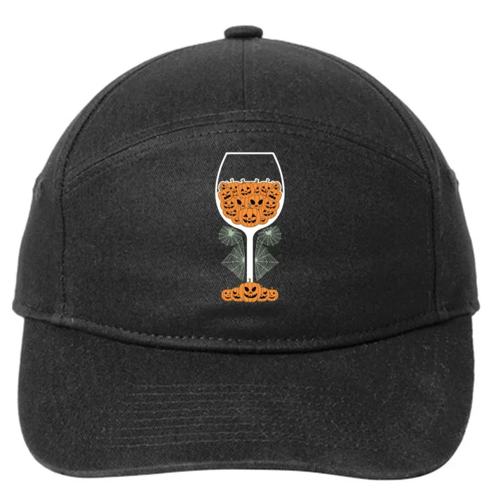 Pumpkin Wine Glass Spider Web Costume Easy Halloween Gift 7-Panel Snapback Hat