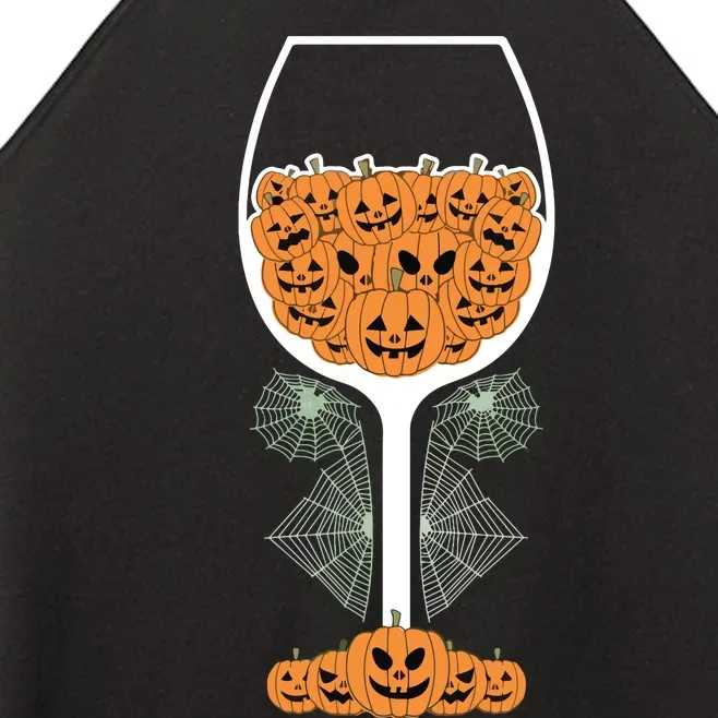 Pumpkin Wine Glass Spider Web Costume Easy Halloween Gift Women’s Perfect Tri Rocker Tank