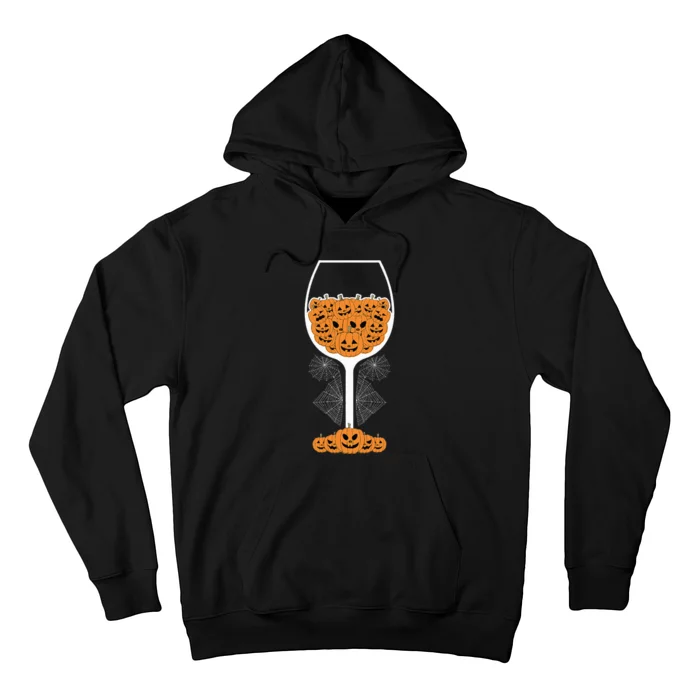 Pumpkin Wine Glass Spider Web Costume Easy Halloween Gift Hoodie