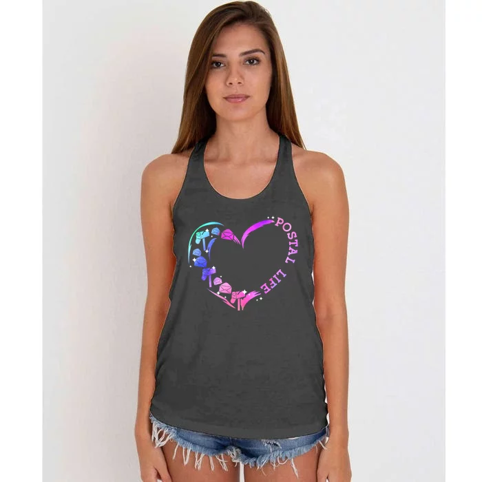 Postal Worker Heart Meaningful Gift Postal Life Mail Carrier Mail Lady Gift Women's Knotted Racerback Tank