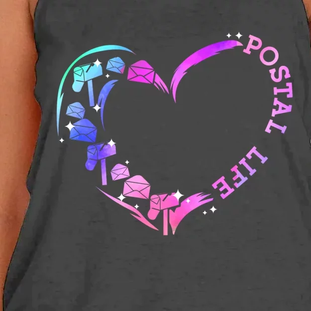 Postal Worker Heart Meaningful Gift Postal Life Mail Carrier Mail Lady Gift Women's Knotted Racerback Tank