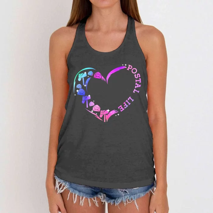 Postal Worker Heart Meaningful Gift Postal Life Mail Carrier Mail Lady Gift Women's Knotted Racerback Tank