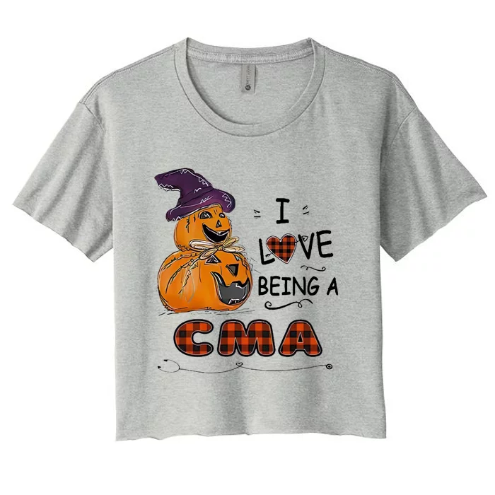 Pumpkin Witch Hats Snow I Love Beings A Cma Halloween Meaningful Gift Women's Crop Top Tee