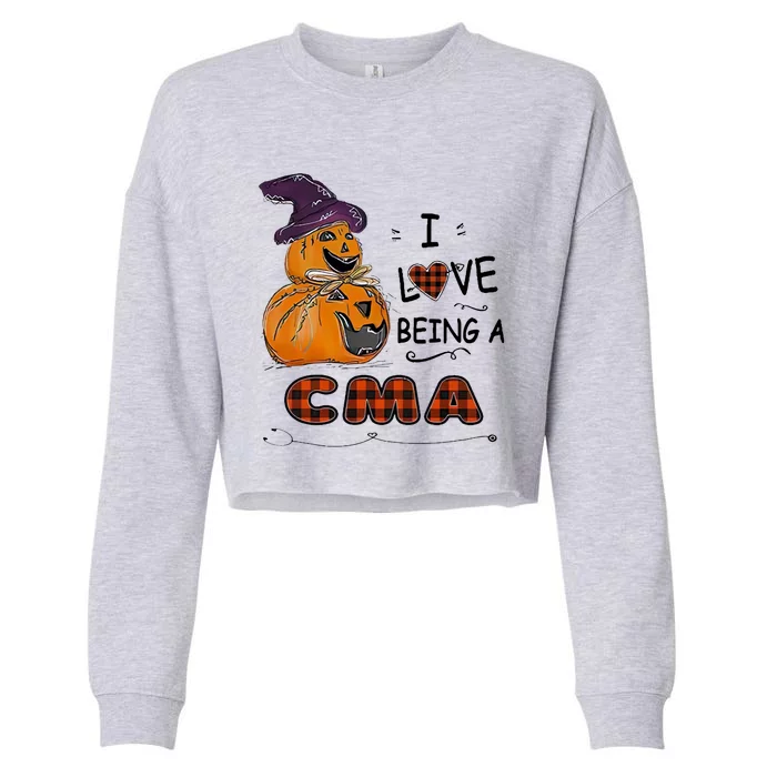 Pumpkin Witch Hats Snow I Love Beings A Cma Halloween Cute Gift Cropped Pullover Crew