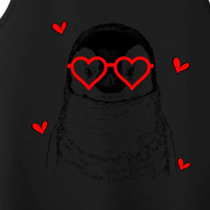 Penguin With Heart Glasses Valentines Day Penguin Lover Great Gift Performance Tank