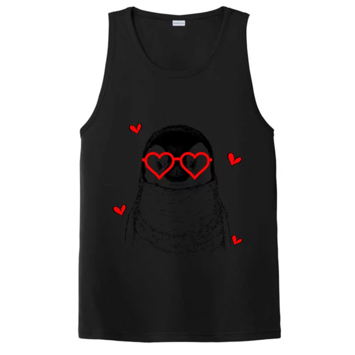 Penguin With Heart Glasses Valentines Day Penguin Lover Great Gift Performance Tank