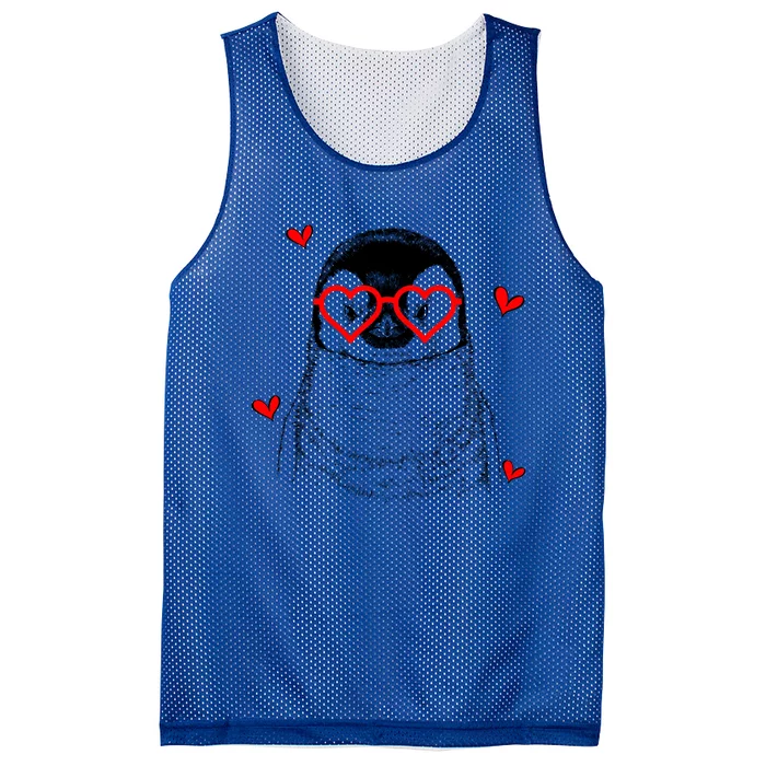 Penguin With Heart Glasses Valentines Day Penguin Lover Great Gift Mesh Reversible Basketball Jersey Tank