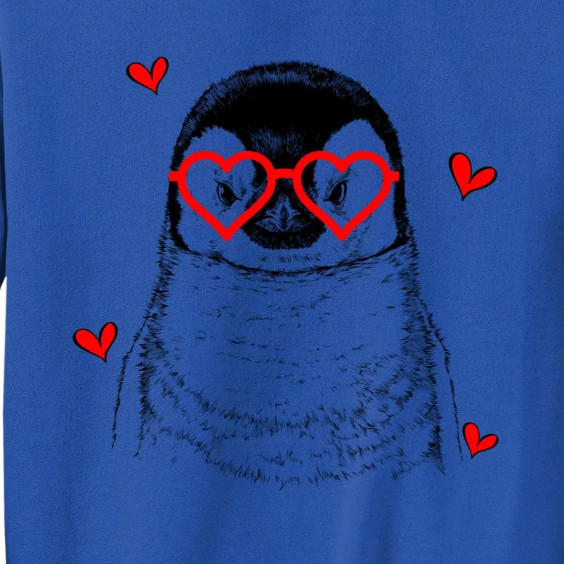 Penguin With Heart Glasses Valentines Day Penguin Lover Great Gift Tall Sweatshirt