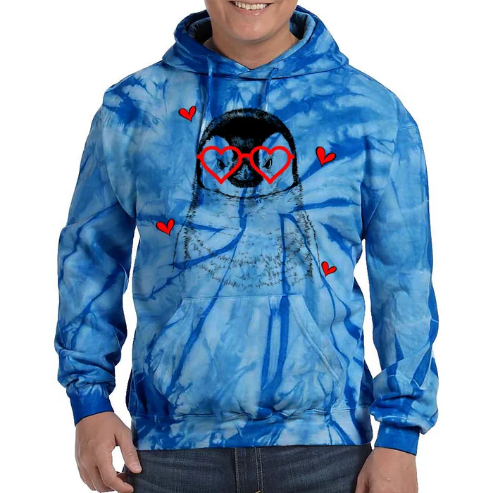 Penguin With Heart Glasses Valentines Day Penguin Lover Great Gift Tie Dye Hoodie