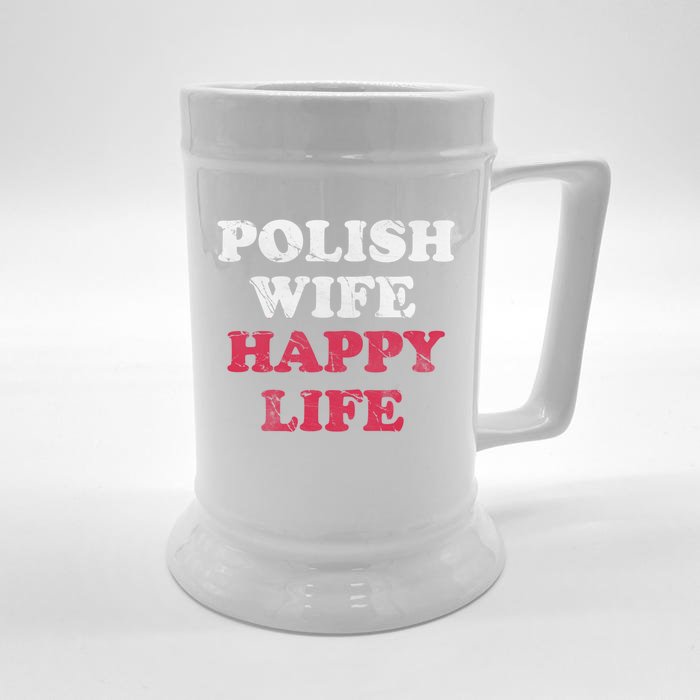 Polish Wife Happy Life Funny Polska Poland Gift Front & Back Beer Stein