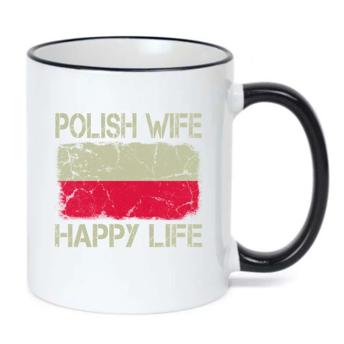 Polish Wife Happy Life Poland Flag Funny Husband Gift Black Color Changing Mug