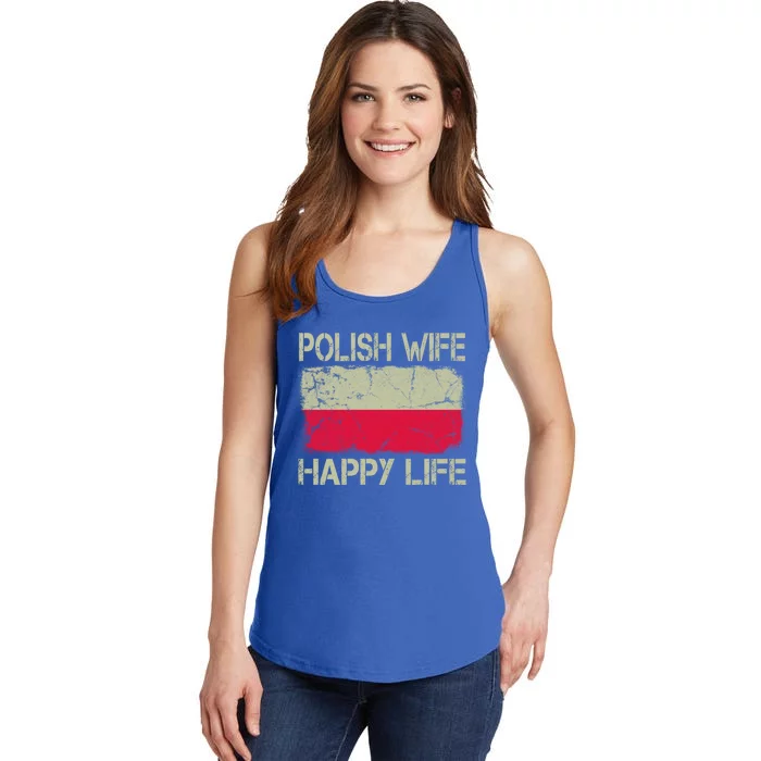 Polish Wife Happy Life Poland Flag Funny Husband Gift Ladies Essential Tank