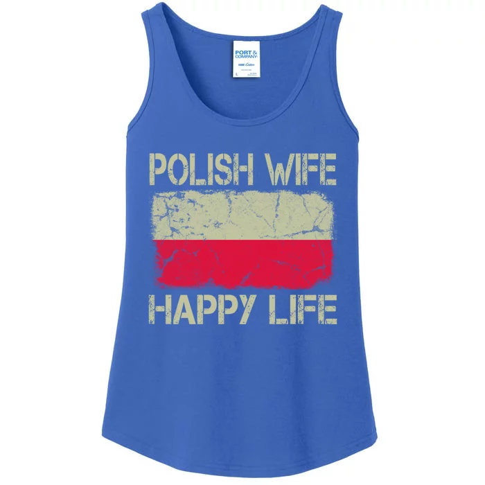 Polish Wife Happy Life Poland Flag Funny Husband Gift Ladies Essential Tank