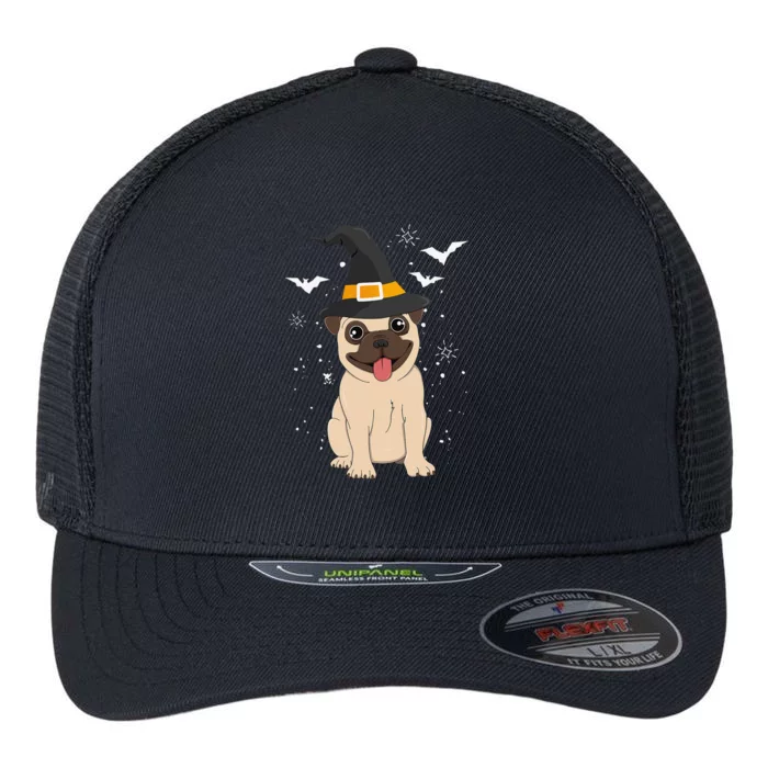 Pug Witch Halloween Dog Puppy Outfit Costume Trick Or Treat Flexfit Unipanel Trucker Cap