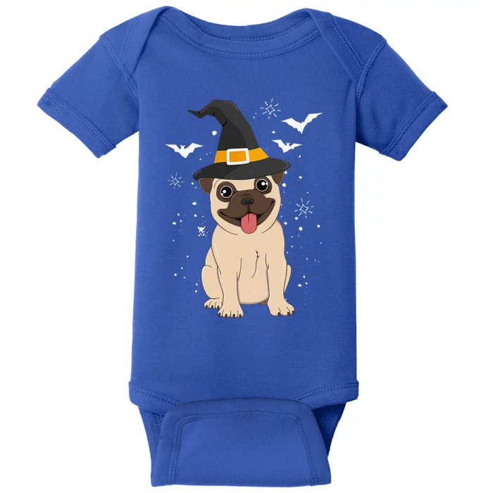 Pug Witch Halloween Dog Puppy Outfit Costume Trick Or Treat Baby Bodysuit