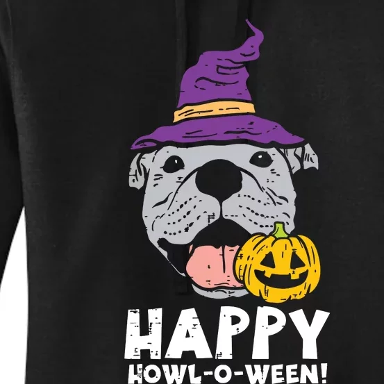 Pitbull Witch Happy Howl O Ween Pumpkin Halloween Pittie Dog Women's Pullover Hoodie