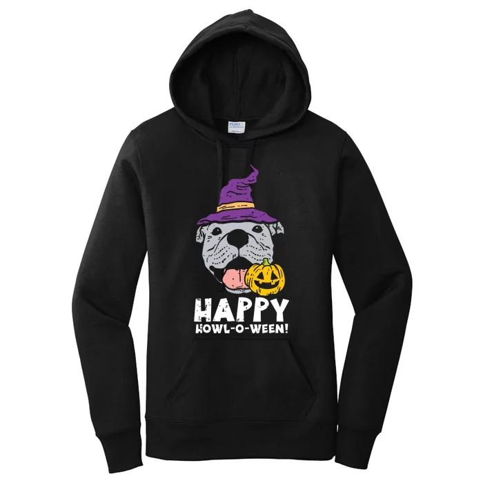 Pitbull Witch Happy Howl O Ween Pumpkin Halloween Pittie Dog Women's Pullover Hoodie