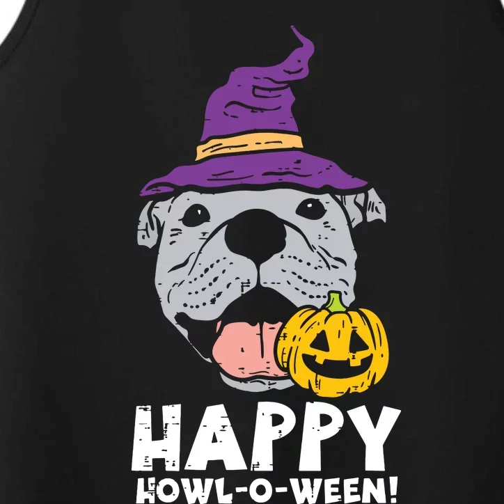 Pitbull Witch Happy Howl O Ween Pumpkin Halloween Pittie Dog Performance Tank