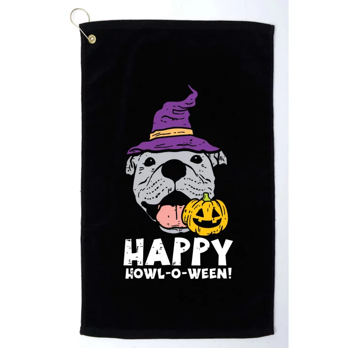 Pitbull Witch Happy Howl O Ween Pumpkin Halloween Pittie Dog Platinum Collection Golf Towel