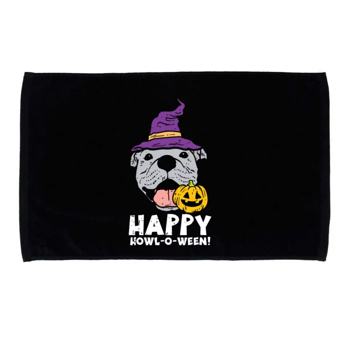 Pitbull Witch Happy Howl O Ween Pumpkin Halloween Pittie Dog Microfiber Hand Towel