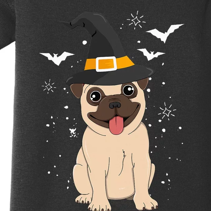 Pug Witch Halloween Dog Puppy Outfit Costume Trick Or Treat Baby Bodysuit