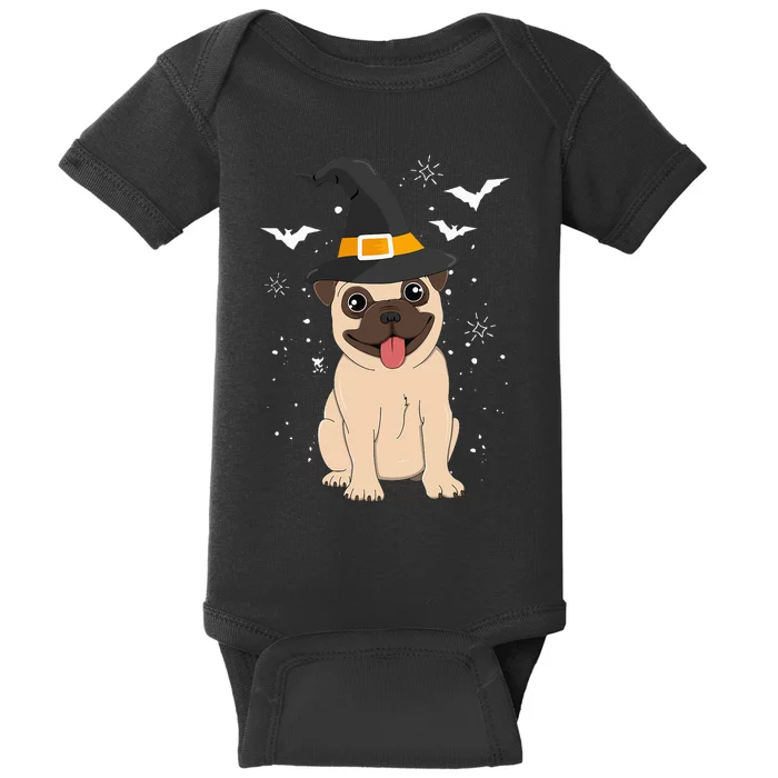 Pug Witch Halloween Dog Puppy Outfit Costume Trick Or Treat Baby Bodysuit