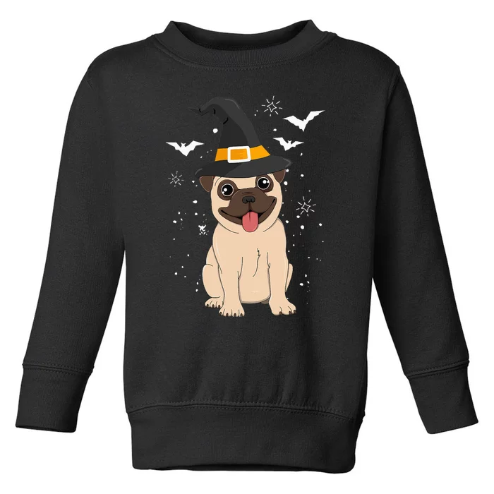 Pug Witch Halloween Dog Puppy Outfit Costume Trick Or Treat Toddler Sweatshirt