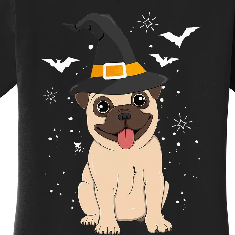 Pug Witch Halloween Dog Puppy Outfit Costume Trick Or Treat Women's T-Shirt