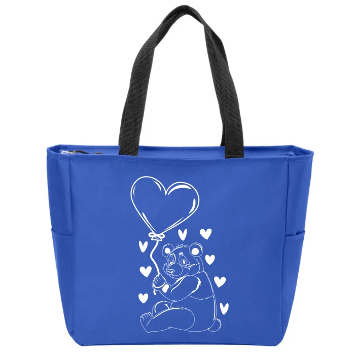 Panda With Hearts Panda Bear Lover Panda Cute Panda Cute Gift Zip Tote Bag