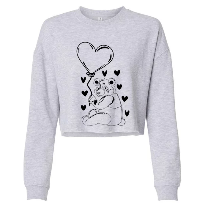 Panda With Hearts Panda Bear Lover Panda Cute Panda Cute Gift Cropped Pullover Crew