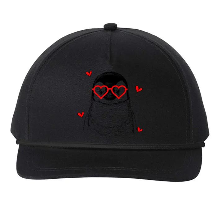 Penguin With Heart Glasses Valentines Day Penguin Lover Gift Snapback Five-Panel Rope Hat