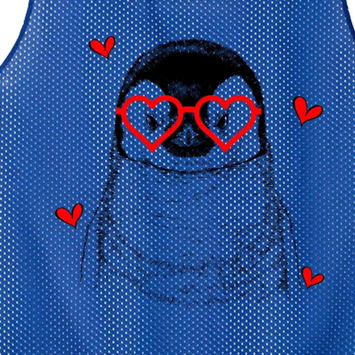 Penguin With Heart Glasses Valentines Day Penguin Lover Gift Mesh Reversible Basketball Jersey Tank