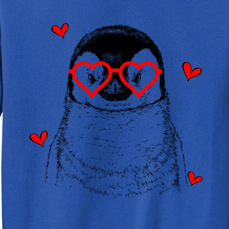 Penguin With Heart Glasses Valentines Day Penguin Lover Gift Tall Sweatshirt